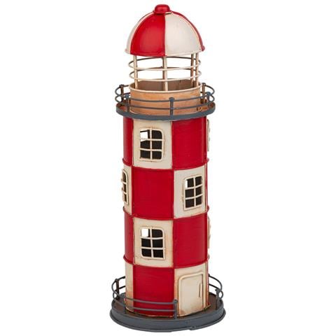 Faro Salvadanaio In Metallo Rosso 12x12x31h - Foto 1