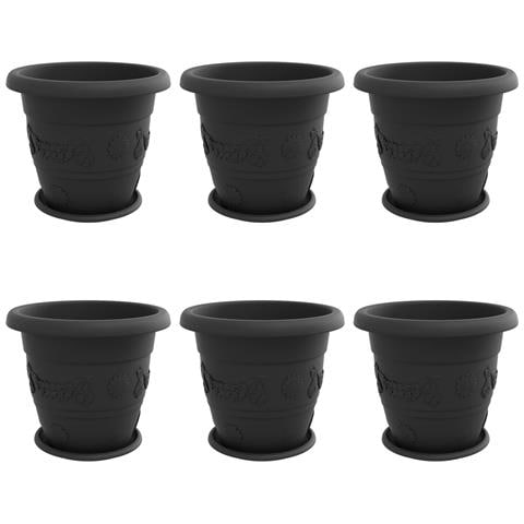 Vasi per Piante 6 pcs Nero Ø 26 x 21.5 cm Plastica - Foto 1