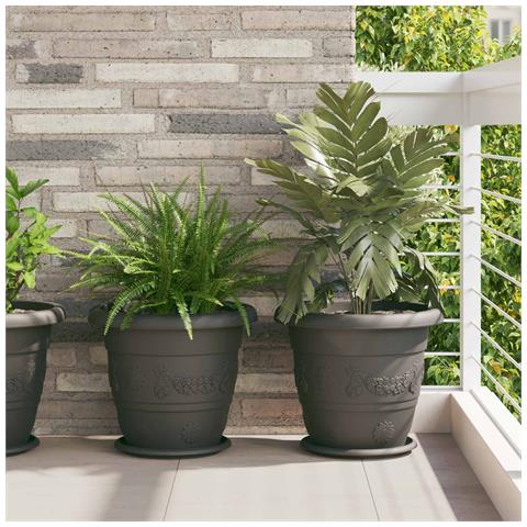 Vasi per Piante 6 pcs Nero Ø 26 x 21.5 cm Plastica - Foto 2