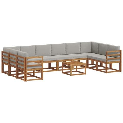 Set di divani da esterno 11 pcs Grigio Naturale e Chiaro - Foto 1