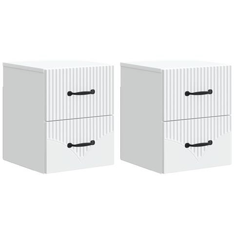 Mobiletto da notte a muro 2 pcs Bianco 34,5 x 33 x 40 cm - Foto 1