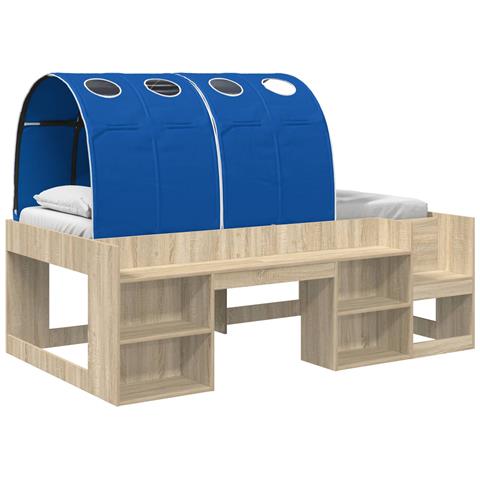 Letto con Tunnel 3 pz Rovere Sonoma e Blu Legno multistrato - Foto 1
