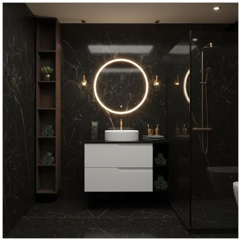 Mobiletto, Bianco e nero, 120 cm, Con piano, 4 cassetti, Sospeso, Frontali in MDF, MODERNO - Foto 5