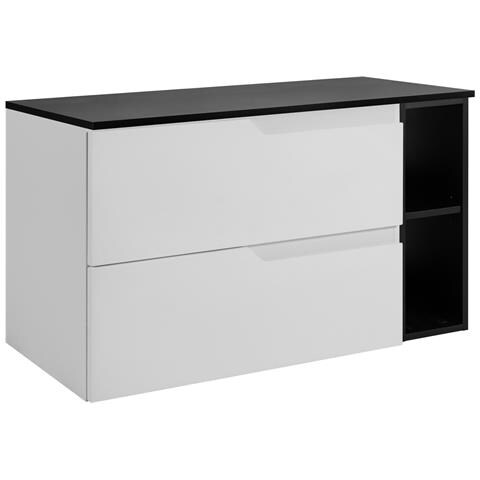 Mobiletto, Bianco e nero, 120 cm, Con piano, 4 cassetti, Sospeso, Frontali in MDF, MODERNO - Foto 1