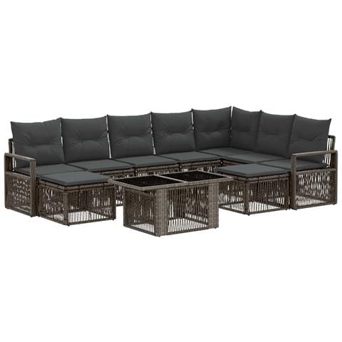 Set Divano da Giardino 10 pz Grigio e Grigio Scuro polyrattan - Foto 1