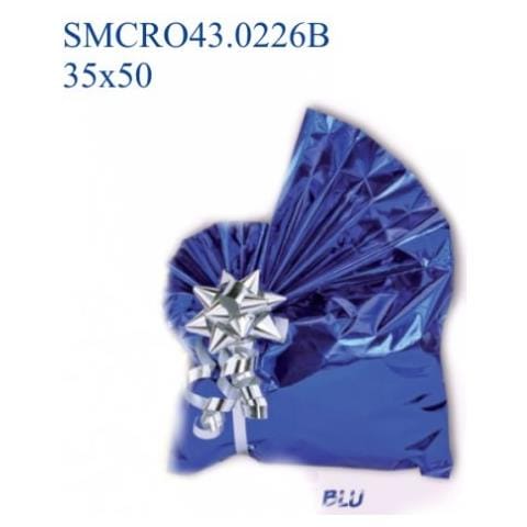 PNP 50 buste regalo in ppl metal lucido 35x50cm blu senza