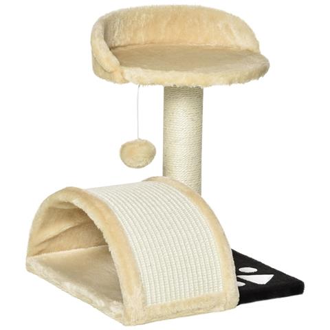 Albero tiragraffi per gatti per gioco e relax 36x36x44 cm beige - Foto 1