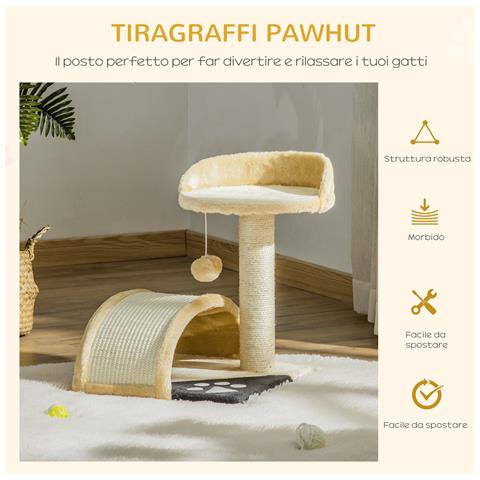 Albero tiragraffi per gatti per gioco e relax 36x36x44 cm beige - Foto 6