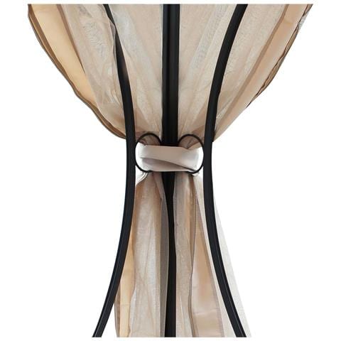 Gazebo 3 X 3 In Metallo Ferro Nero Con Telo E Pareti Zanzariere Laterali Beige Per Esterno Giardino - Foto 2