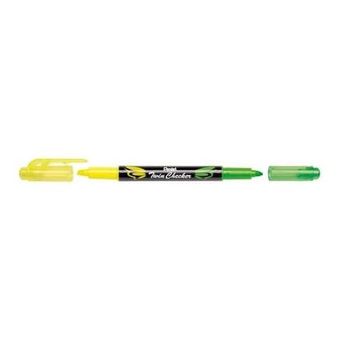 Evidenziatore Twin Checker A Doppia Punta 1-3 Mm Giallo-verde - Slw8-gk (conf. 12)  - Foto 1