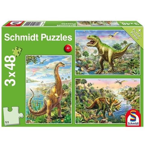 Puzzle Per Bambini 3x48 Pezzi - Avventura Con I Dinosauri - Schmidt E Spiele - Foto 1