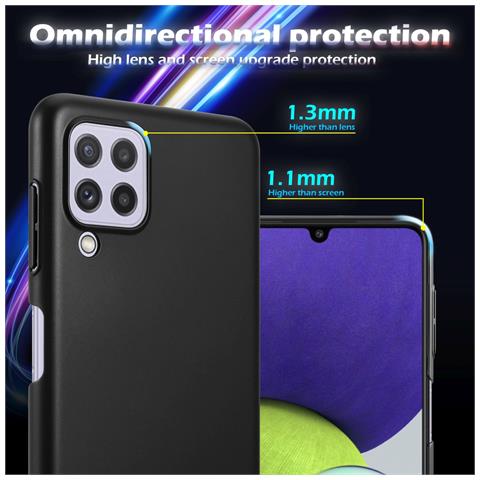 Custodia Compatibile Con Samsung Galaxy A22 4g / M22 / M32 4g In Nero Metallo - Hard Case Coperchio Protettivo In Look Metallico Contro I Graffi E Gli Urti - Foto 2