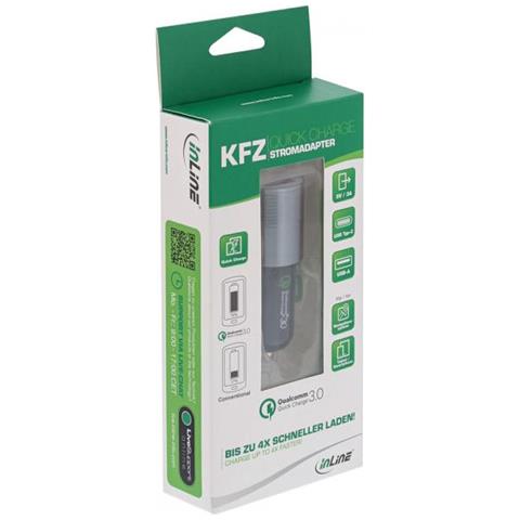 Alimentatore Usb Da Auto 3.0,12/24vdc A 5v Dc / 3a, Usb-a + Usb-c, Nero - Foto 3
