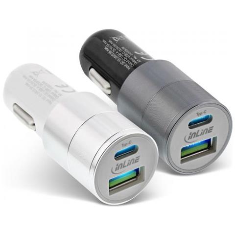 Alimentatore Usb Da Auto 3.0,12/24vdc A 5v Dc / 3a, Usb-a + Usb-c, Nero - Foto 1