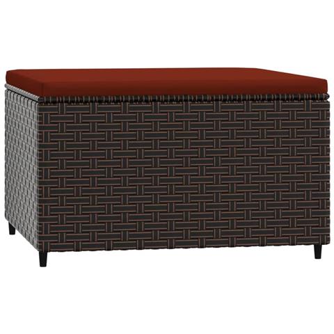 Poggiapiedi Da Giardino Con Cuscini 2 Pz In Polyrattan Marrone - Foto 2