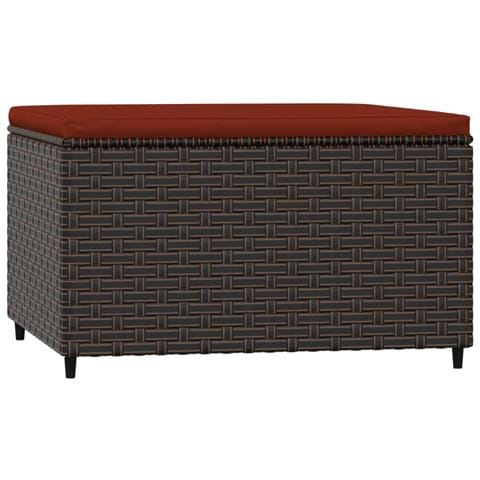 Poggiapiedi Da Giardino Con Cuscini 2 Pz In Polyrattan Marrone - Foto 7