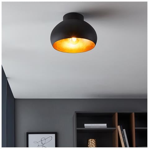 Plafoniera Contemporanea Mogano 2 1 Luce Acciaio Nero E Oro - Foto 1