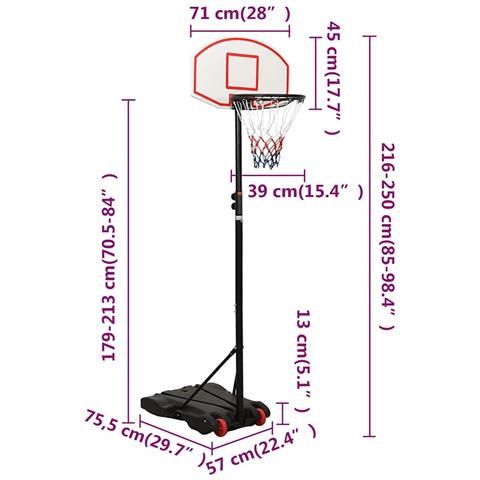 Supporto Per Pallacanestro Bianco 216-250 Cm Polietilene - Foto 2