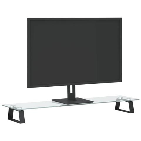 Supporto per Monitor Nero 80x20x8cm Vetro Temperato e Metallo - Foto 3
