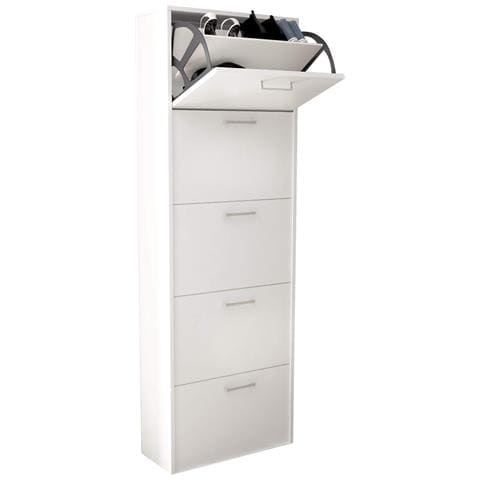 Scarpiera Slim Da Interno A 5 Ante Con Doppio Scomparto In Legno Camilla - White - Foto 1