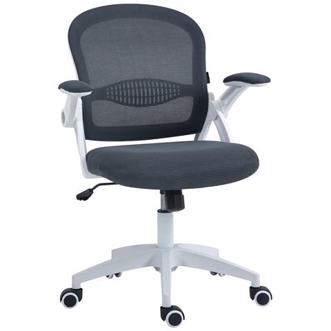 Sedia Da Ufficio Ergonomica Con Schienale A Rete E Altezza Regolabile, 65.5x61.5x88-97.5cm, Grigio - Foto 1