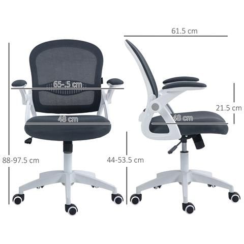 Sedia Da Ufficio Ergonomica Con Schienale A Rete E Altezza Regolabile, 65.5x61.5x88-97.5cm, Grigio - Foto 6