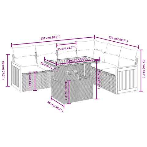Set Divani Da Giardino Con Cuscini 7pz Nero Polyrattan - Foto 2