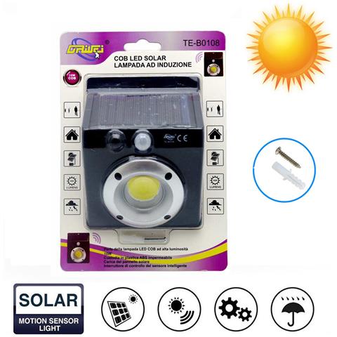 Faro Luce Faretto Esterno 10w Energia Solare 16 Led Cob Sensore Movimento Te0108 - Foto 1
