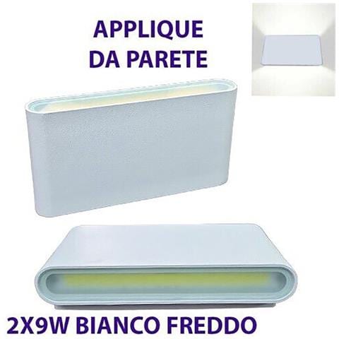 Applique Parete Doppio Fascio Led Cob 9w Faretto Esterno Bianco Freddo 6000k - Foto 1