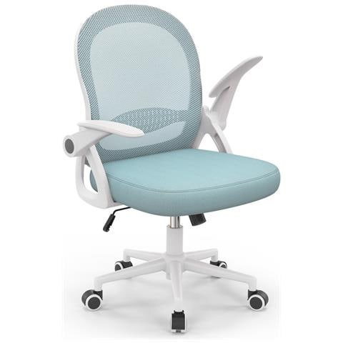 Sedia Ufficio - Sedia Scrivania Con Supporto Lombare - Poltrona Ufficio In Rete Traspirante - Sedia Da Ufficio Ergonomica Braccioli E Altezza Regolabili - Celeste - Foto 1