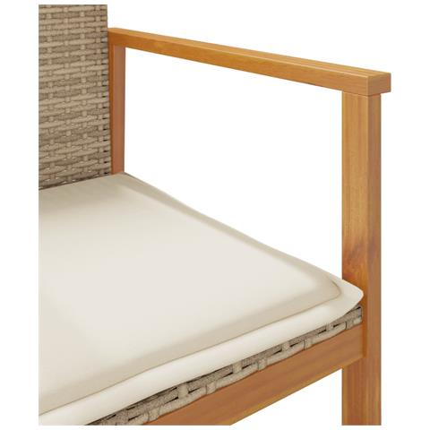 Sedie Giardino con Cuscini 2 pz Beige Polyrattan Legno Massello - Foto 10