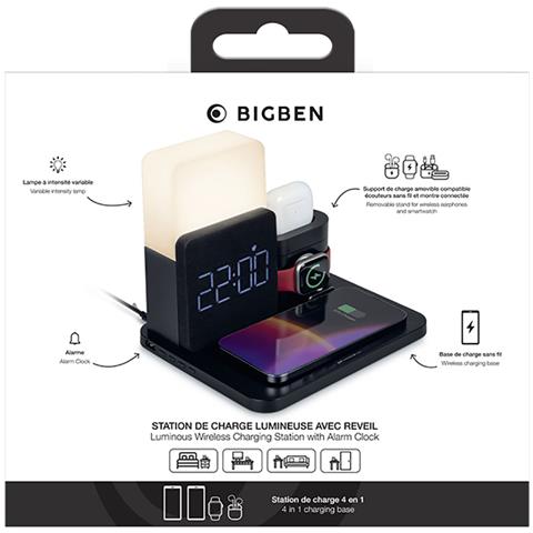 Stazione Di Ricarica Wireless Luminosa 5 In 1 Con Sveglia, Nero - Foto 2