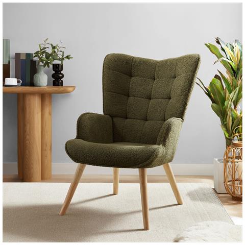 Poltrona Scandinava Stella In Spugna Kaki Con Cuciture - Foto 1