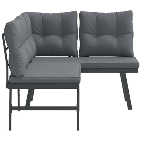 Panche Giardino con Cuscini 2pz Nere Acciaio Verniciato Polvere - Foto 9