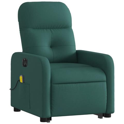 Poltrona Alzapersona Massaggiante Elettrica Verde Scuro Tessuto - Foto 3