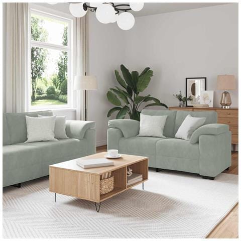 Set di Divani 3 pz con Cuscini Grigio Chiaro in Velluto - Foto 1