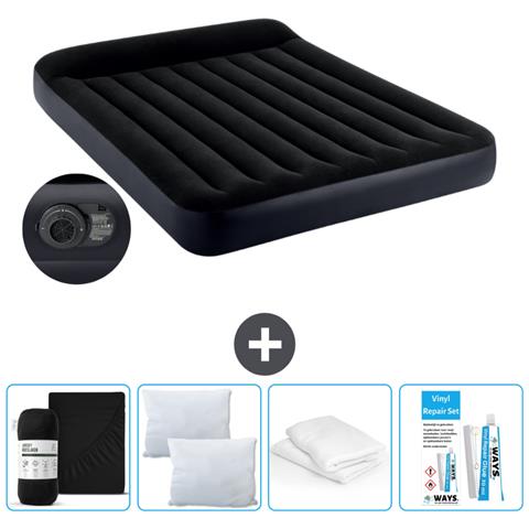 Set Materassino Gonfiabile - 203x152x25 Cm - Blu Scuro - Include Accessori Coordinati Cb17 - Foto 1