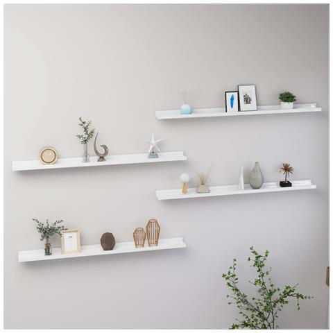 Mensole Da Parete 4 Pz Bianco Lucido 100x9x3 Cm - Foto 8