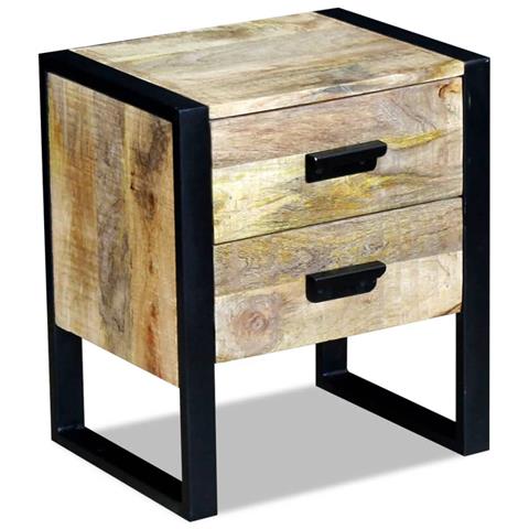 Lusso Casadino -  Tavolino Con 2 Cassetti In Legno Massello Di Mango 43x33x51 Cm - Foto 2