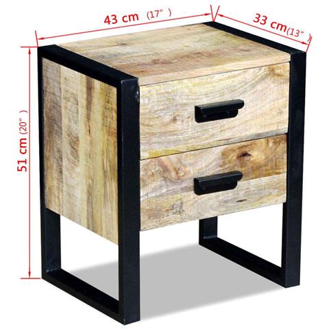 Lusso Casadino -  Tavolino Con 2 Cassetti In Legno Massello Di Mango 43x33x51 Cm - Foto 8