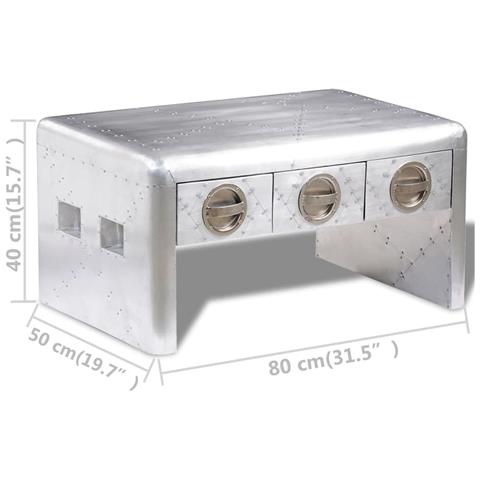 Lusso Casadino -  Tavolino Aviatore Con 3 Cassetti Stile Vintage Aircraft Airman - Foto 5