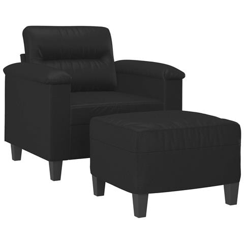 Lusso Casadino -  Poltrona Con Poggiapiedi Nero 60 Cm In Similpelle - Foto 2