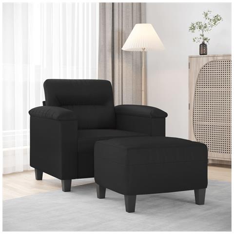 Lusso Casadino -  Poltrona Con Poggiapiedi Nero 60 Cm In Similpelle - Foto 7