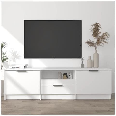 Lusso Casadino -  Mobile Tv Bianco 140x35x40 Cm In Legno Massello - Foto 7