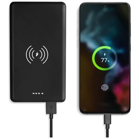 Batteria 10000mah Wireless 2xusb/1xusb-c, Nero - Foto 2