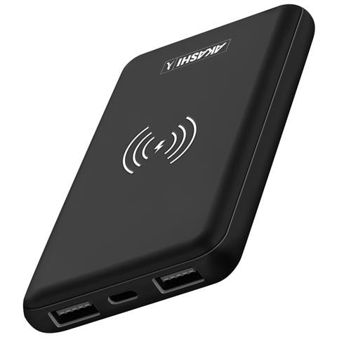 Batteria 10000mah Wireless 2xusb/1xusb-c, Nero - Foto 1