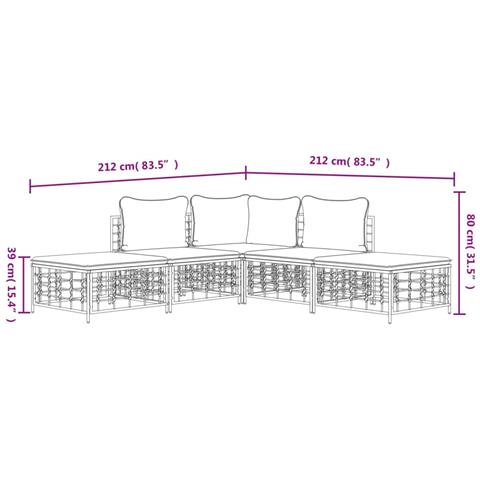 Set Divani da Giardino 5 pz con Cuscini Antracite in Polyrattan - Foto 9