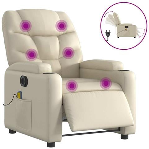 Poltrona Massaggiante Elettrica Reclinabile Crema Similpelle - Foto 1