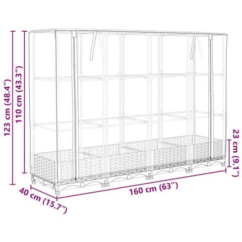 Letto Rialzato con Copertura Serra Effetto Rattan 160x40x123 cm - Foto 9