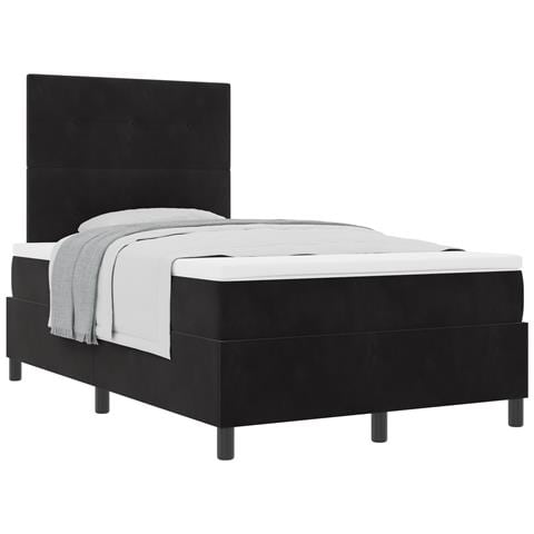 Letto Box Spring con Materasso Nero 120x200 cm Velluto - Foto 1